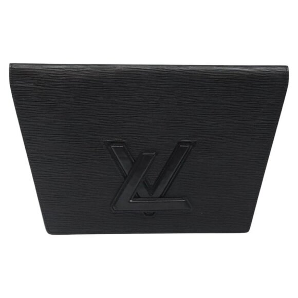LOUIS VUITTON Epi Trapeze GM Clutch Bag Black M80166 LV Auth